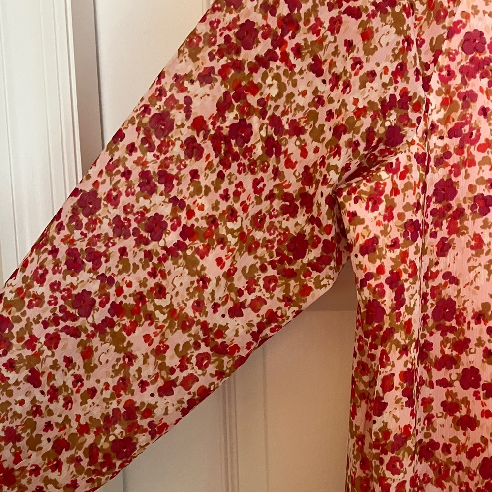 J. Crew Pink and Red Floral Chiffon Dress - Picture 8 of 11